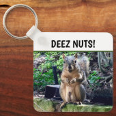 Funny Squirrel Deez Nuts Unangemessenes Spaß Foto Schlüsselanhänger (Vorderseite)