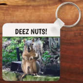 Funny Squirrel Deez Nuts Unangemessenes Spaß Foto Schlüsselanhänger (Rückseite)