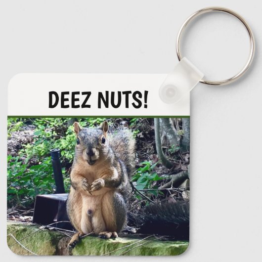 Funny Squirrel Deez Nuts Unangemessenes Spaß Foto Schlüsselanhänger (Rückseite)