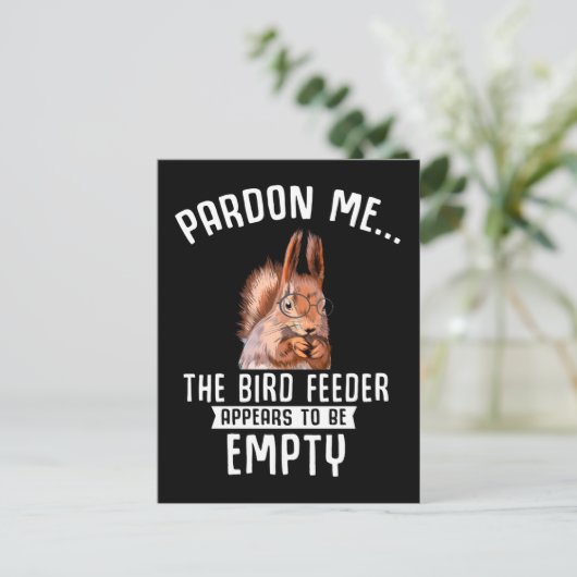 Funny Squirrel Empty Bird Feeder Eichhörnchen Postkarte (Stehend Vorderseite)