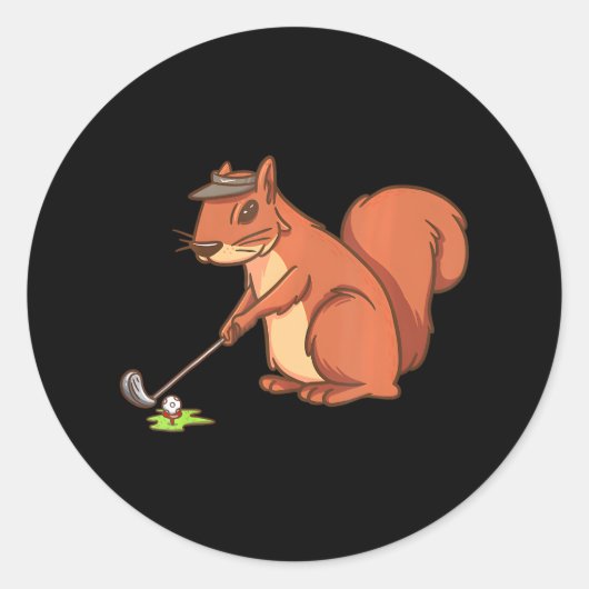 Funny Squirrel Golf Ball für Golfer Runder Aufkleber (Vorderseite)