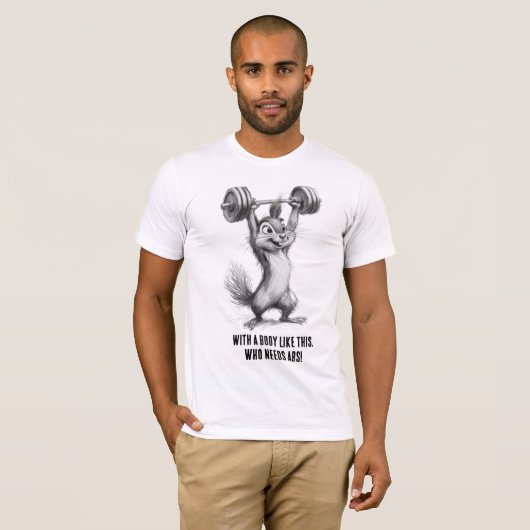 Funny Squirrel Gym TShirt – Weightlifting Chipmunk (Vorne ganz)