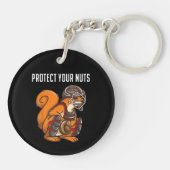Funny Squirrel Lover Baseball Catcher Geschenk Boy Schlüsselanhänger (Rückseite)