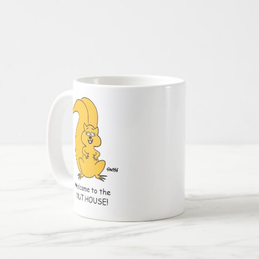 Funny Squirrel Nut House Cartoon Kaffeetasse (Vorderseite Links)