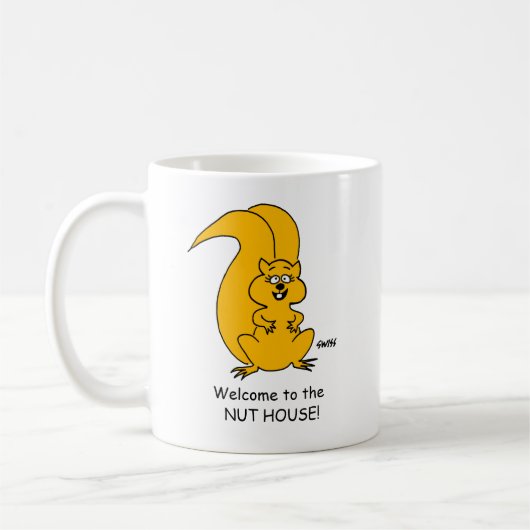 Funny Squirrel Nut House Cartoon Kaffeetasse (Links)
