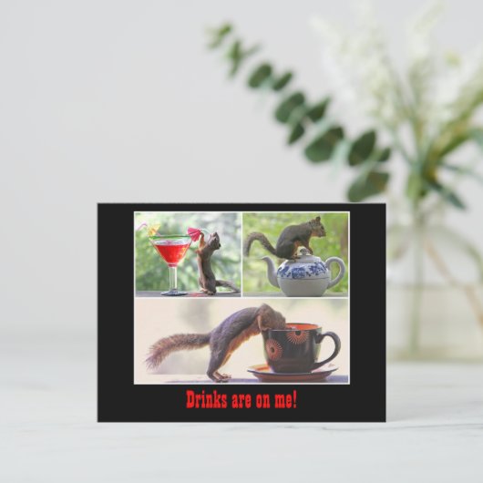 Funny Squirrel Postcard Postkarte (Stehend Vorderseite)