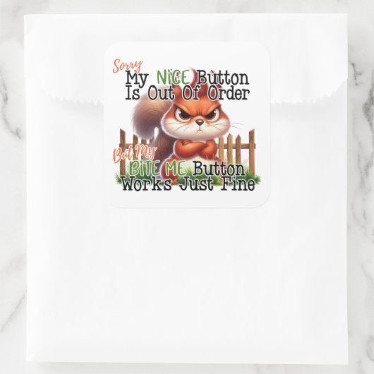 Funny Squirrel Quadratischer Aufkleber (Tasche)