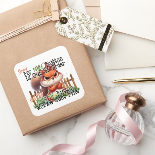 Funny Squirrel Quadratischer Aufkleber (Schenken)