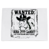 Funny Squirrel Wanted Poster | Bird Seed Bandit Co Große Geschenktüte (Vorderseite)