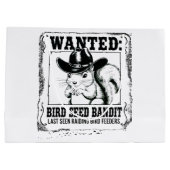 Funny Squirrel Wanted Poster | Bird Seed Bandit Co Große Geschenktüte (Rückseite)