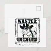 Funny Squirrel Wanted Poster | Bird Seed Bandit Co Postkarte (Vorne/Hinten)