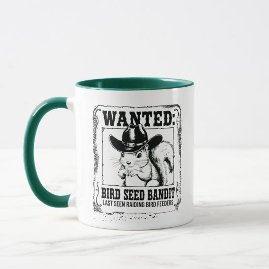 Funny Squirrel Wanted Poster | Bird Seed Bandit Co Tasse (Links)