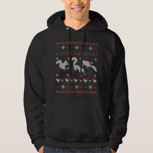 Funny Squirrels Ugly Christmas Sweater Geschenk Hoodie (Vorderseite)