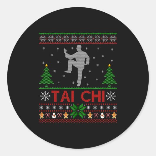 Funny Srts Lover Santa Ugly Tai Chi Christmas Runder Aufkleber (Vorderseite)