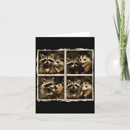 Funny Ssum And Raccoon Photobooth Selfie Trash Fer Karte (Vorderseite)