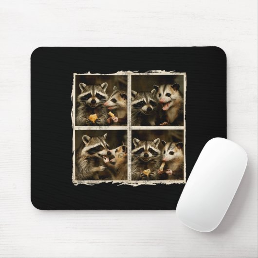 Funny Ssum And Raccoon Photobooth Selfie Trash Fer Mousepad (Mit Mouse)