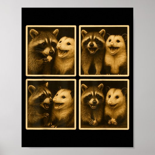 Funny Ssum And Raccoon Photobooth Selfie Trash Fer Poster (Vorne)