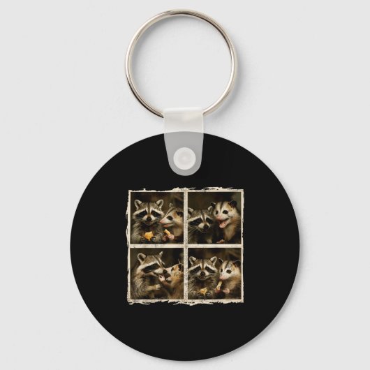 Funny Ssum And Raccoon Photobooth Selfie Trash Fer Schlüsselanhänger (Vorderseite)