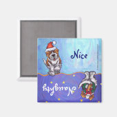 Funny St Bernard Dog Naughty Nice Holiday Magnet (Vorderseite/Rückseite)