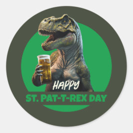Funny St. Pat-T-Rex Celebration Beer Loving Dino B Runder Aufkleber