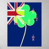 Funny St. Patrick Flag Neuseeland Irish Kleeblatt Poster (Vorne)