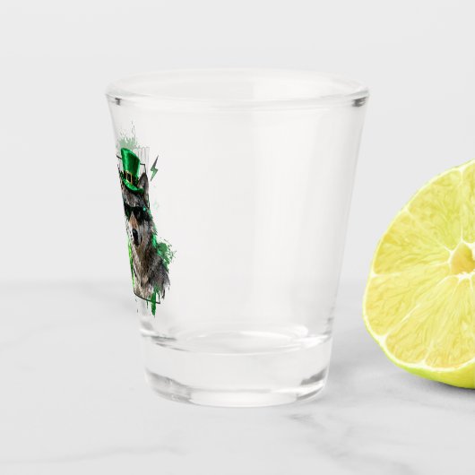 Funny St. Patrick’s Day Wolf Irish Party Favor Schnapsglas (Rechts)