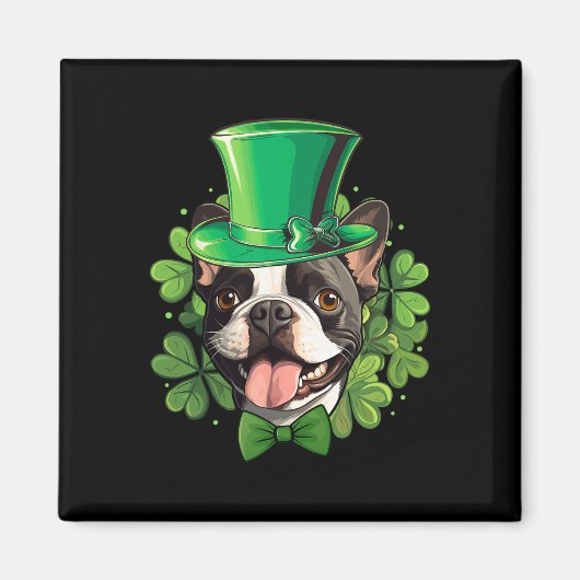 Funny St Patricks Boston Terrier Magnet (Vorne)