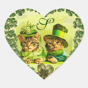 FUNNY ST.PATRICK'S DACCATS, KLEEBLATT HERZ Herz-Aufkleber
