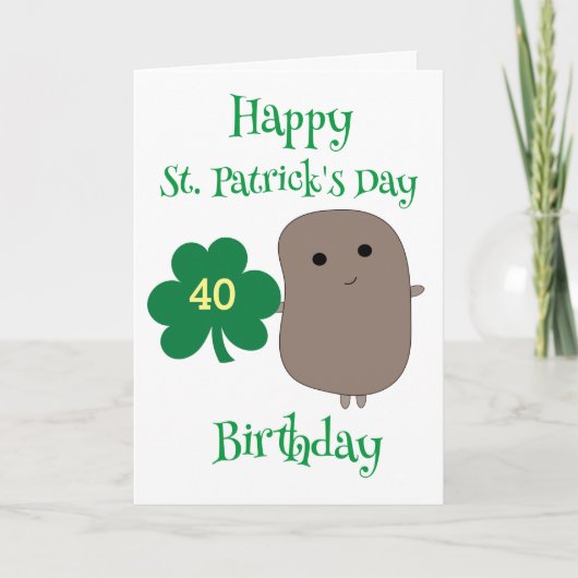 Funny St. Patrick's Day 40. Geburtstag Karte (Vorderseite)