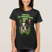 Funny St. Patrick's Day Boston Terrier Pawstrick L T-Shirt (Vorderseite)