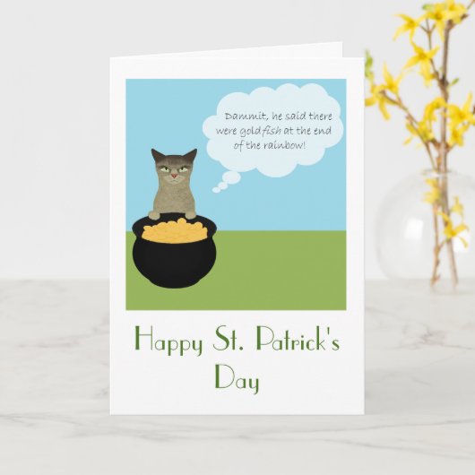 Funny St. Patrick's Day Card mit Cat Karte (Gelbe Blume)