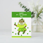Funny St. Patrick's Day Cat Postkarte (Stehend Vorderseite)