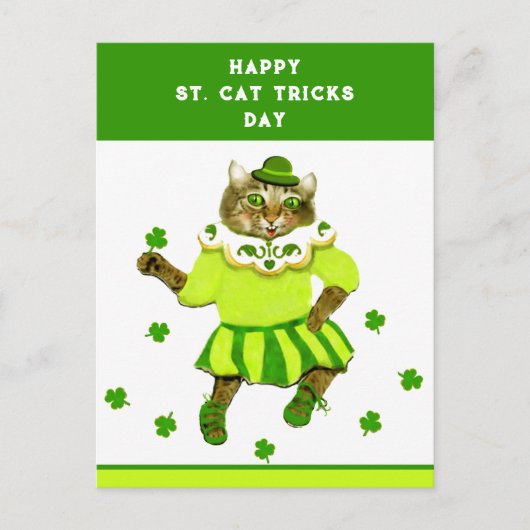 Funny St. Patrick's Day Cat Postkarte (Vorderseite)