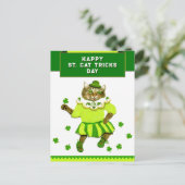 Funny St. Patrick's Day Cat Postkarte (Stehend Vorderseite)