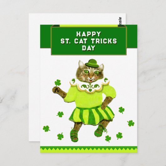 Funny St. Patrick's Day Cat Postkarte (Vorne/Hinten)