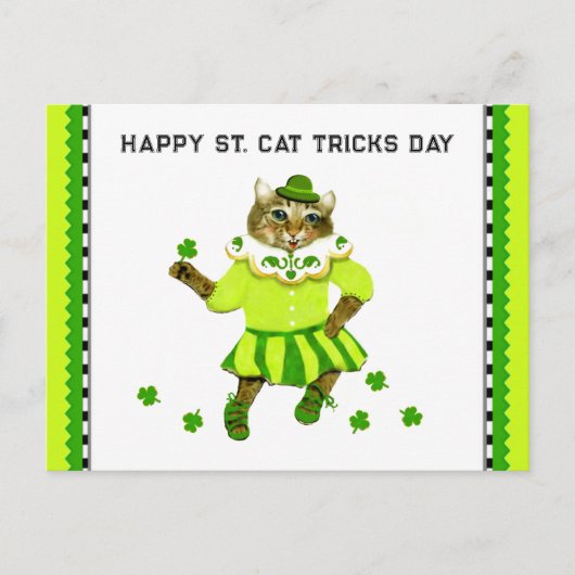 Funny St. Patrick's Day Cat Postkarte (Vorderseite)