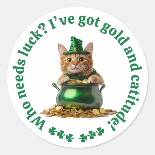 Funny St. Patrick's Day Cat Sticker - Leprechaun (Vorderseite)