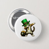 Funny St Patricks Day Dabbing Cat St Paddy Familie Button (Vorne & Hinten)