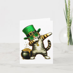 Funny St Patricks Day Dabbing Cat St Paddy Familie Karte