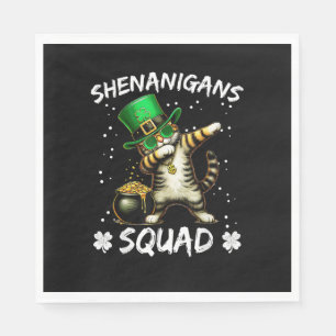 Funny St Patricks Day Dabbing Cat St Paddy Shenani Serviette