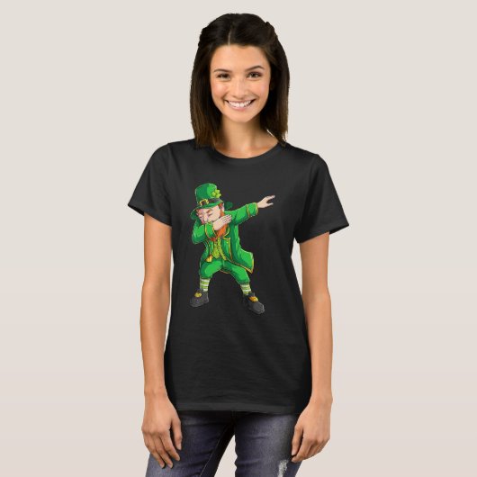 Funny St Patricks Day , Dabbing Leprechaun Irish B T-Shirt (Vorne ganz)