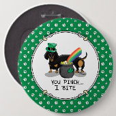 Funny St. Patrick's Day Dackel (schwarz & tan) Button (Vorne & Hinten)