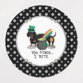 Funny St. Patrick's Day Dackel (schwarz & tan) Etiketten (Design 1)