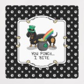 Funny St. Patrick's Day Dackel (schwarz & tan) Etiketten (Design 1)