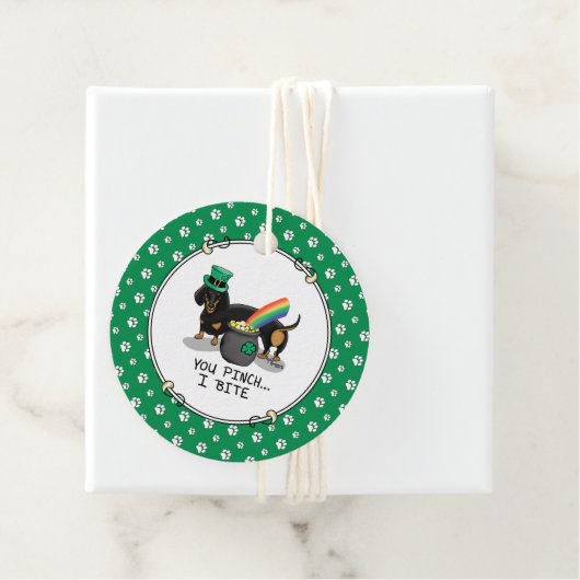Funny St. Patrick's Day Dackel (schwarz & tan) Geschenkanhänger (Beispiel)