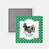 Funny St. Patrick's Day Dackel (schwarz & tan) Magnet (Vorderseite/Rückseite)