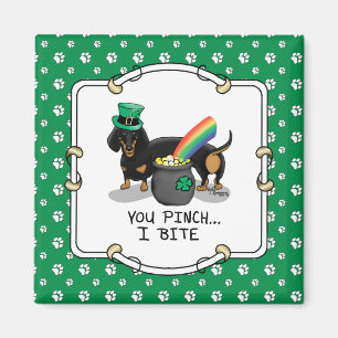 Funny St. Patrick's Day Dackel (schwarz & tan) Magnet