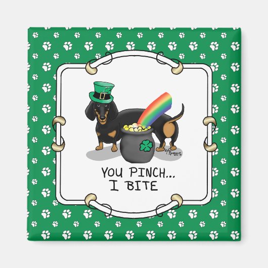 Funny St. Patrick's Day Dackel (schwarz & tan) Magnet (Vorne)