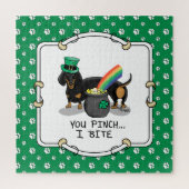 Funny St. Patrick's Day Dackel (schwarz & tan) Puzzle (Vertikal)