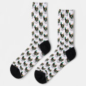 Funny St. Patrick's Day Dackel (schwarz & tan) Socken (Linkes Detail)